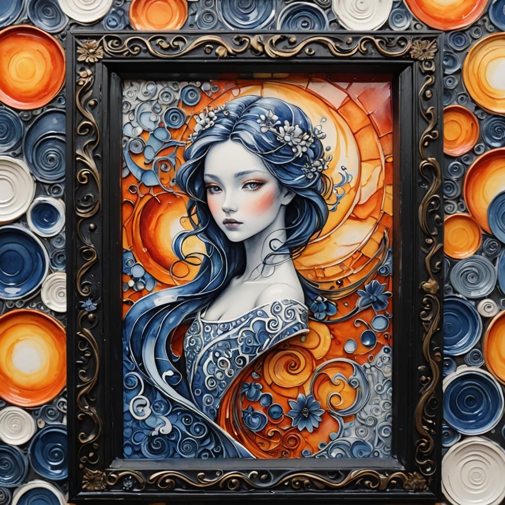 Fantasy Coat in Blue Shades: Impasto Painting