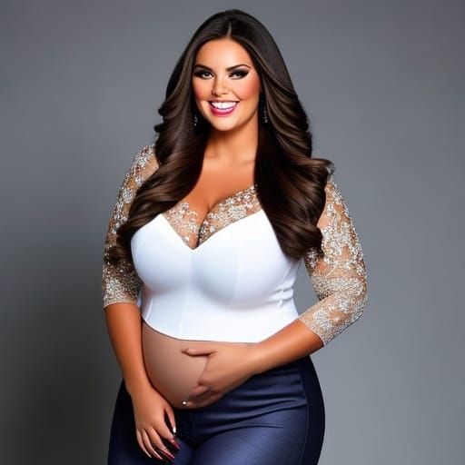 Attractive Plus-Size Woman in Photo-Realistic Style