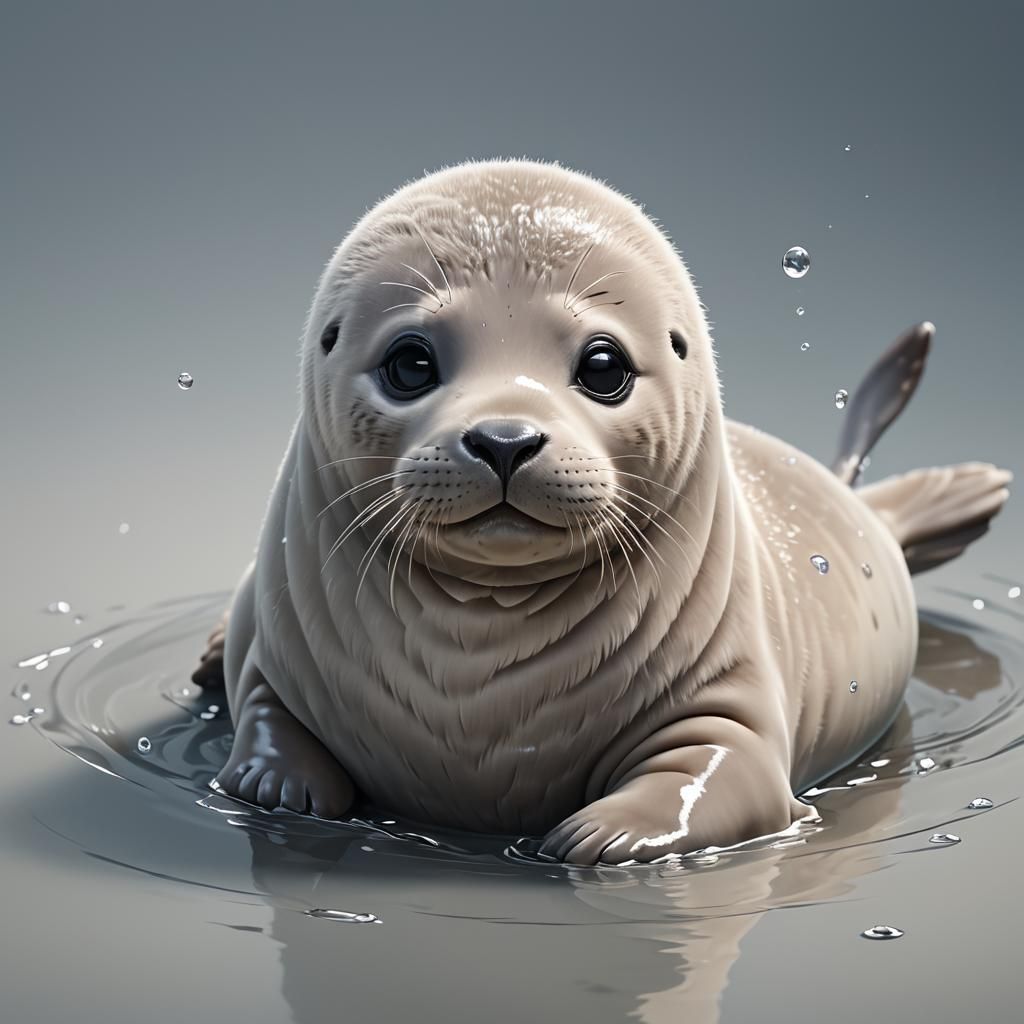 Cute Seal in 3D Anime Art Style