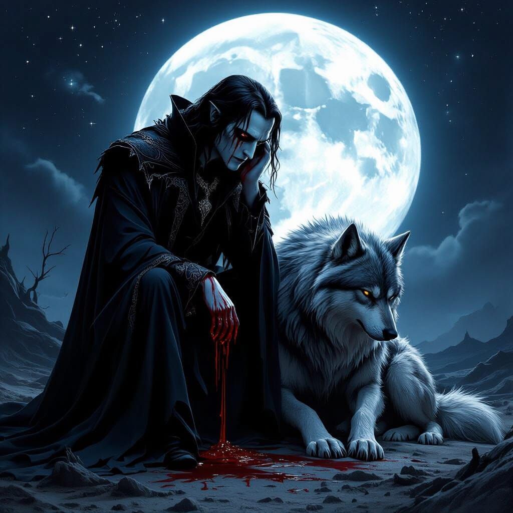 Vampire Weeps Blood Tears as Werewolf Dies Under Full Moon