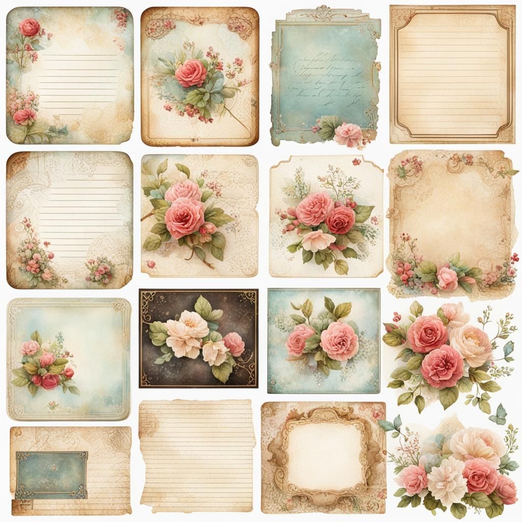 Romantic Vintage Wedding Scrapbook Art Collection