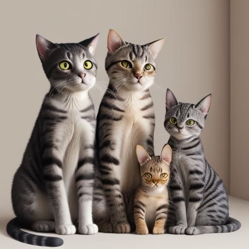 Charming Cat Family Portrait