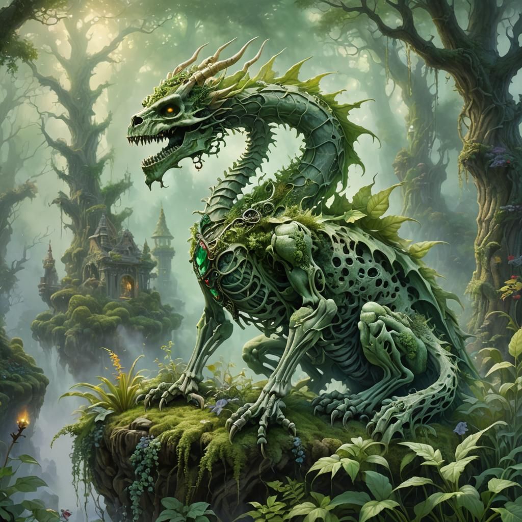 Ethereal Forest God on Dragon Skeleton