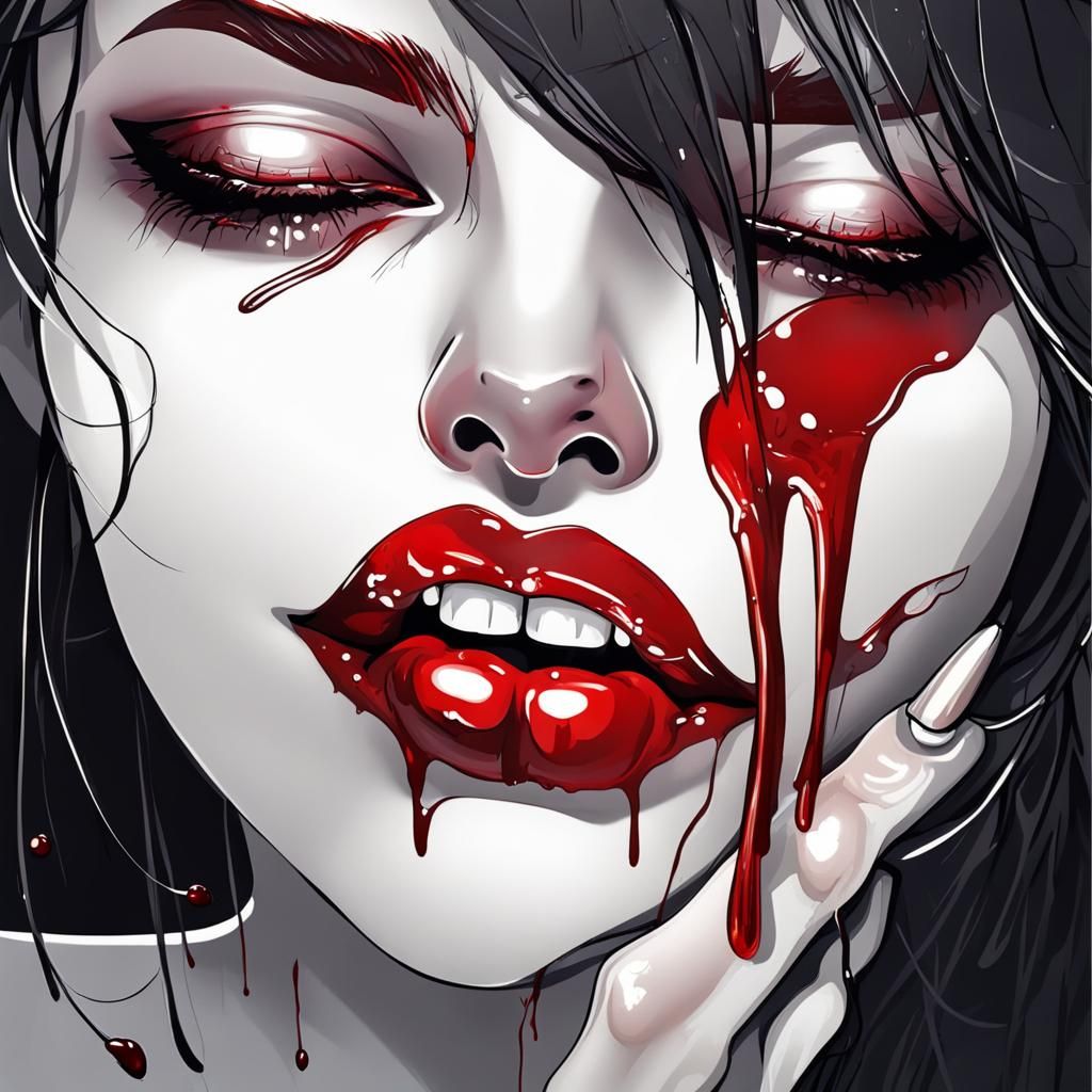 Alluring Vampire with Blood Drip