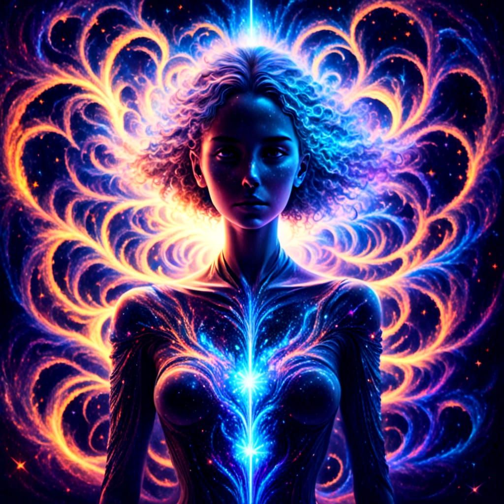 Dreamy Blacklight Art with Volumetric Lighting