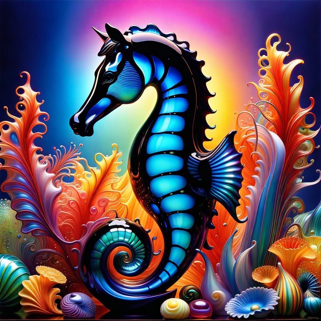 Glass Experiments - Transparent Glass Sea Horse