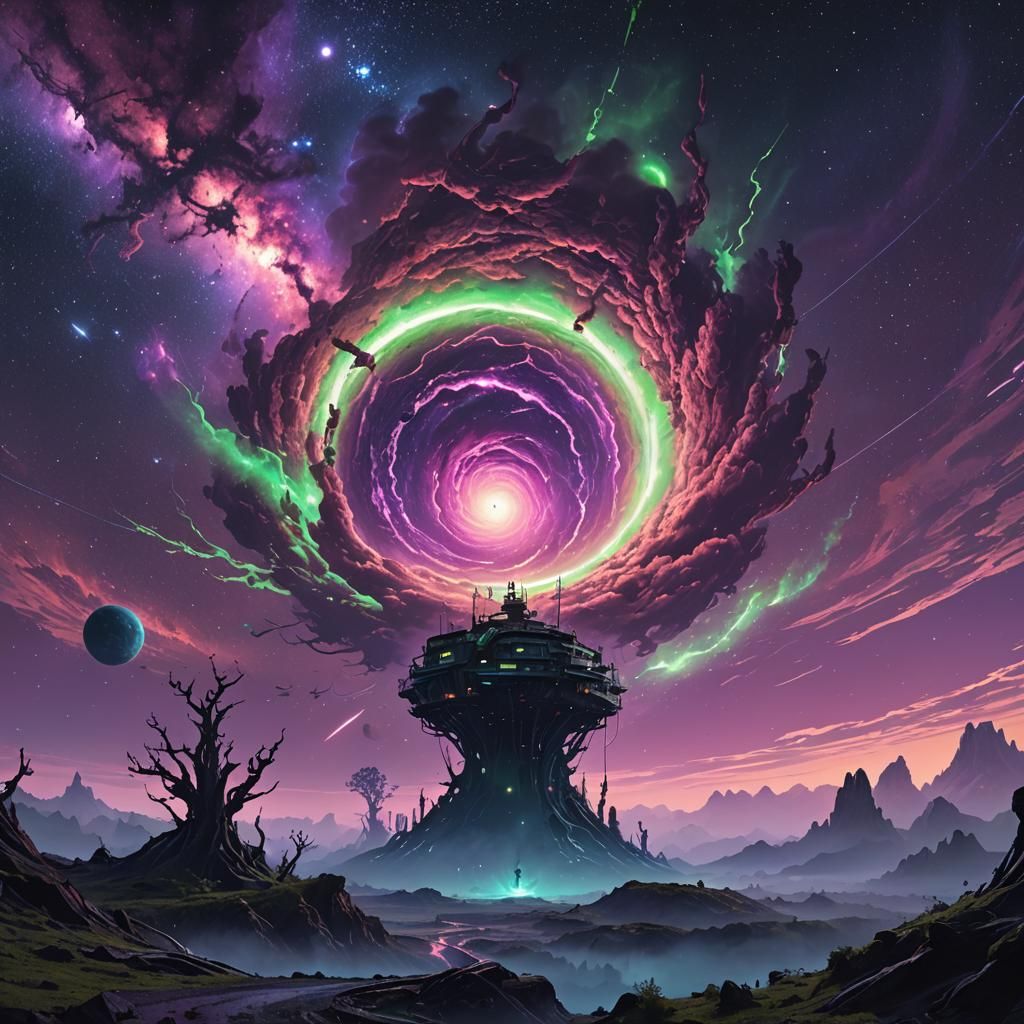 Mysterious Galaxy with Glowing Nebula in Unreal Engine 5