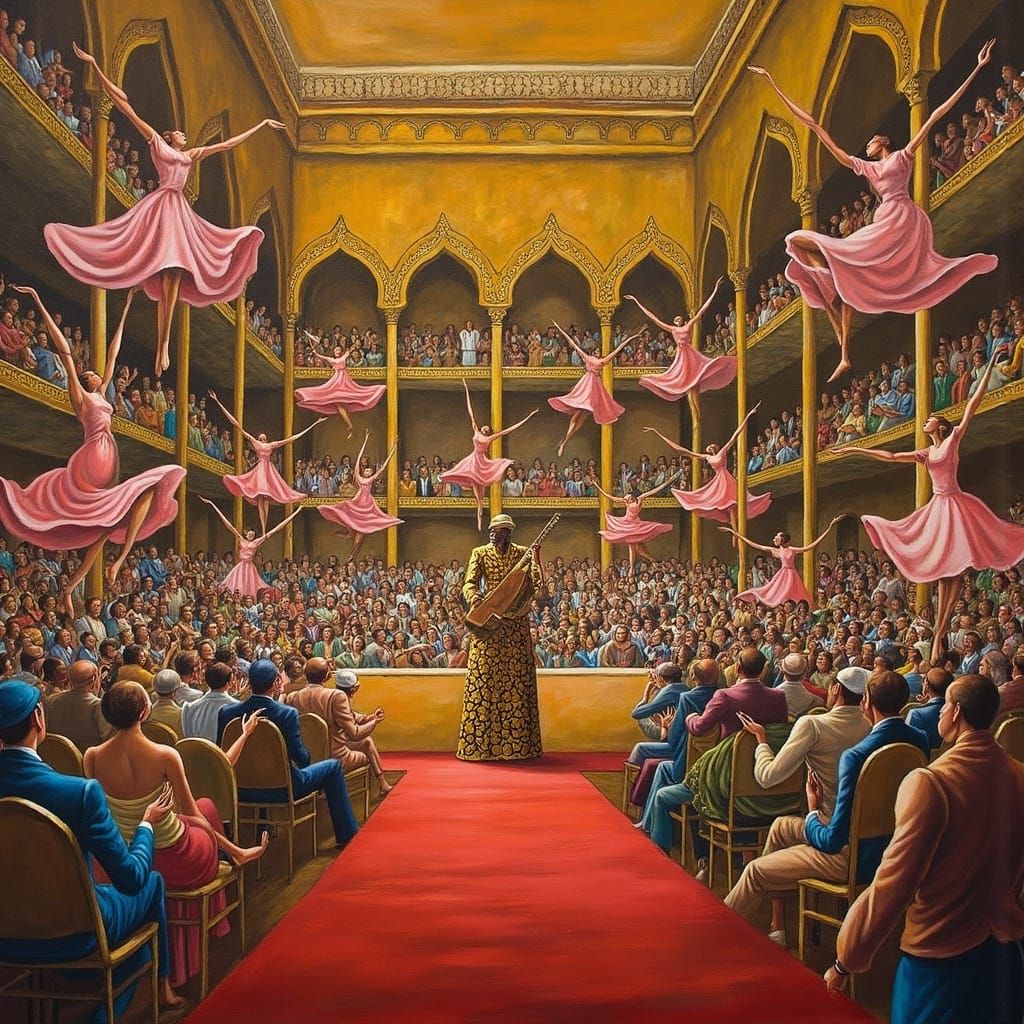 Mesmerizing Oud Player on Lavish Golden Stage