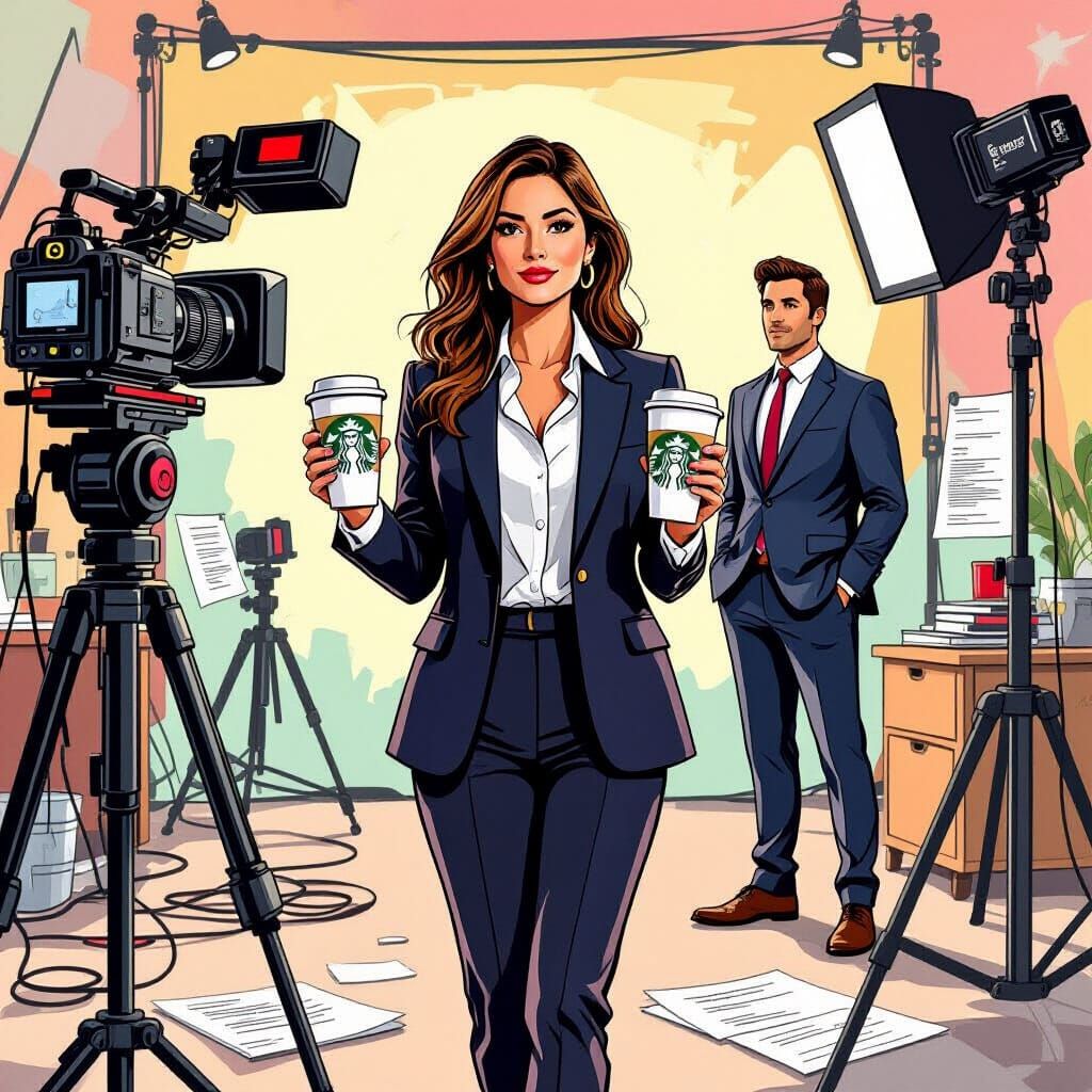 Film Director on Set in Whimsical Style