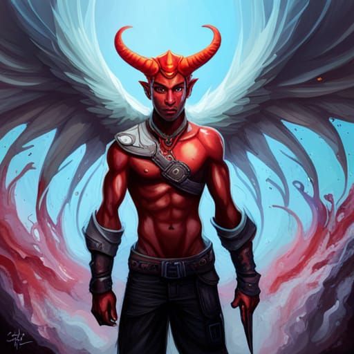 Winged Tiefling Prince in Graffiti Splash Art