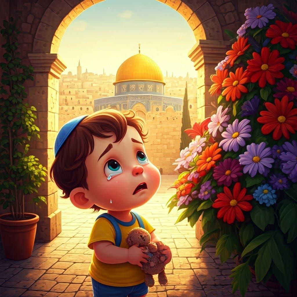 Little Boy Overwhelmed by Jerusalem's Beauty