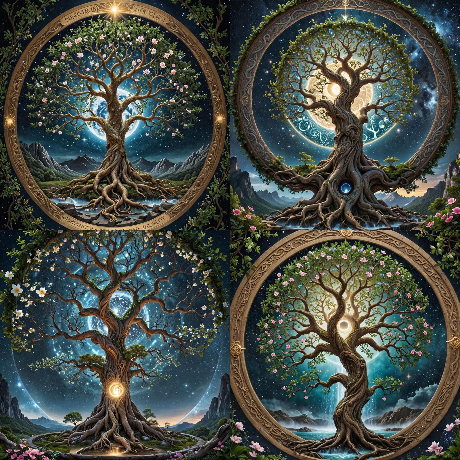 Yggdrasil: Tree of Life Waterfall in Art Nouveau