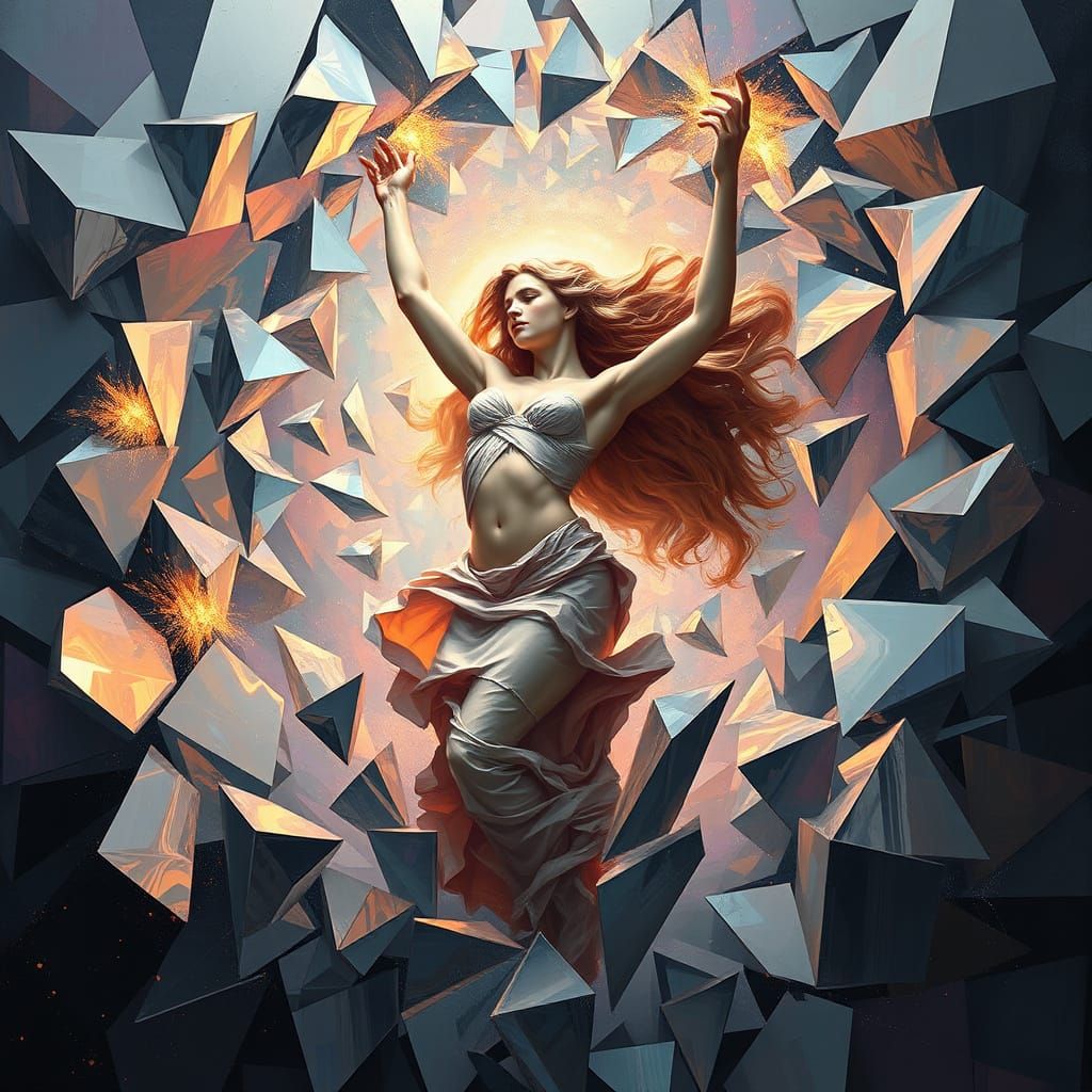 Venus Rising: Mirrored Shard Goddess in Neo-Impressionism