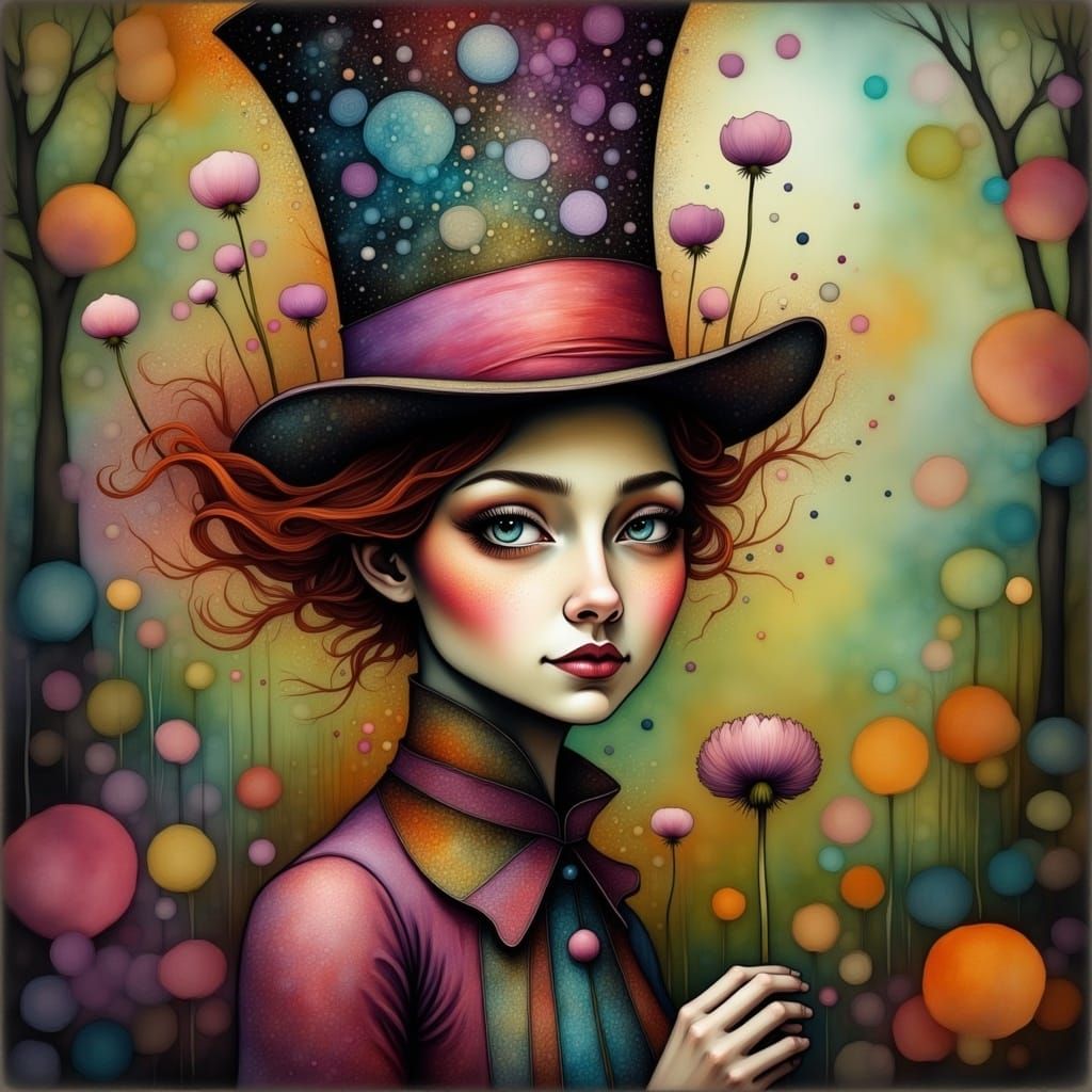 Mad Hatter and Alice in Wonderland in Pop Art