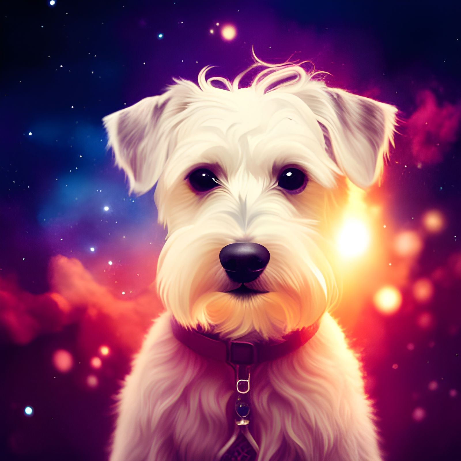 Schnauzer Dog in Space: Intergalactic Portrait