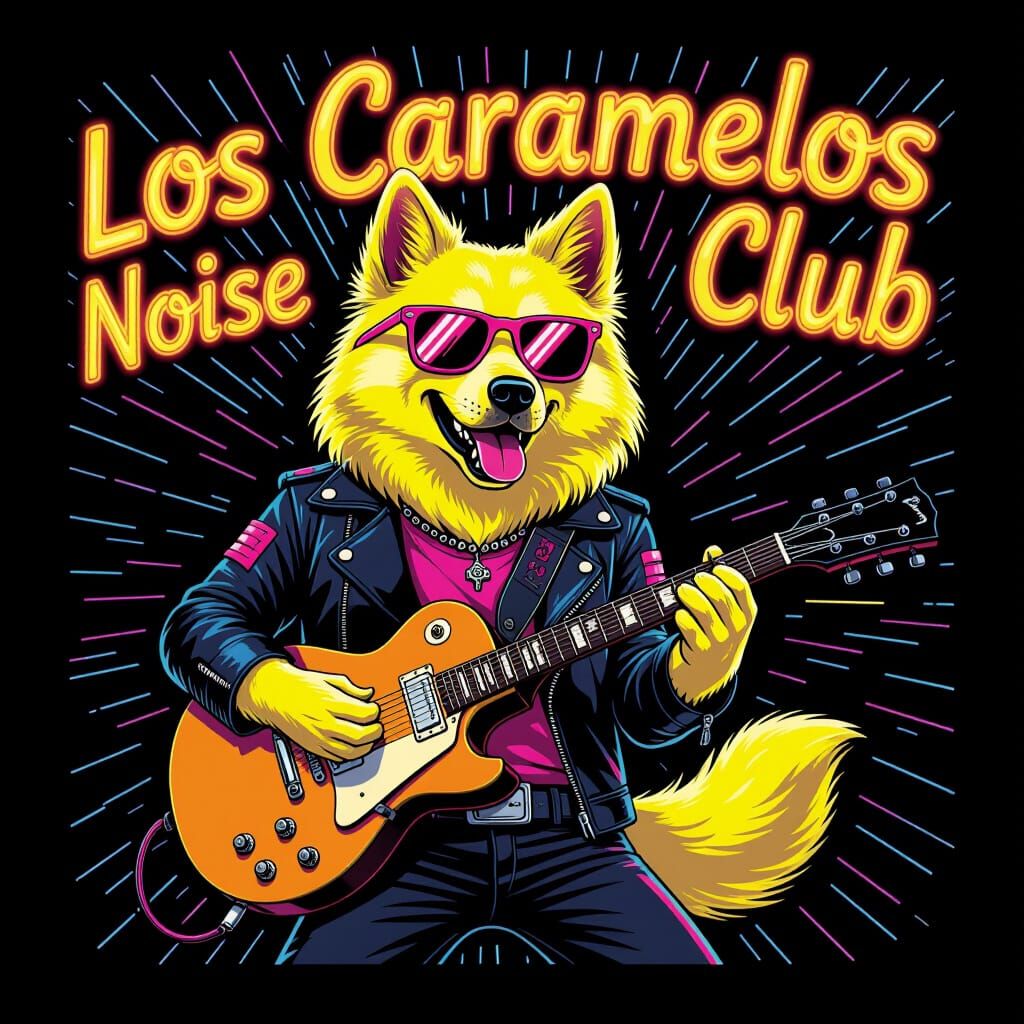 Vibrant Canine Rock Star with Neon Sunglasses