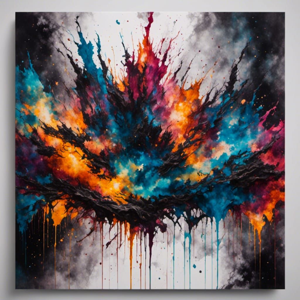 Abstract Exploding Colors in Alcohol-Ink Landscape