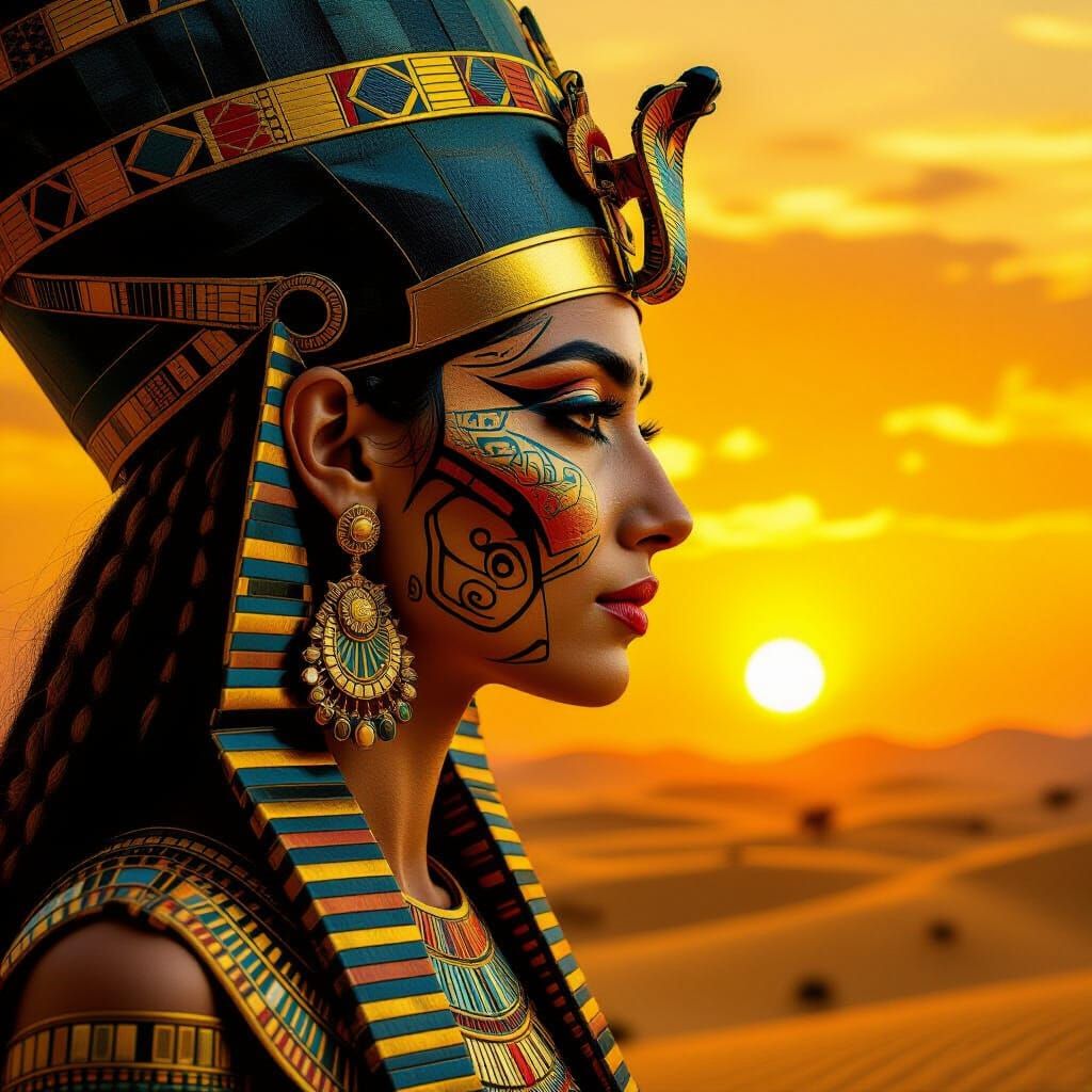 Egyptian Priestess Portrait in Hyperrealism Style