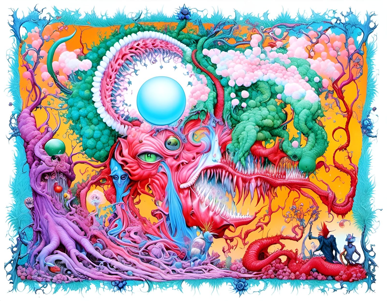 Psychedelic Devil Meets Floral Fantasy Art