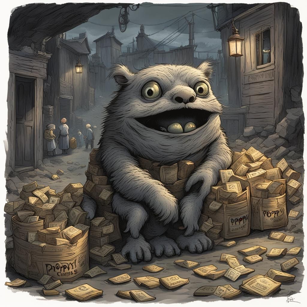 Horrific Cheetah Monster in Engraving Style