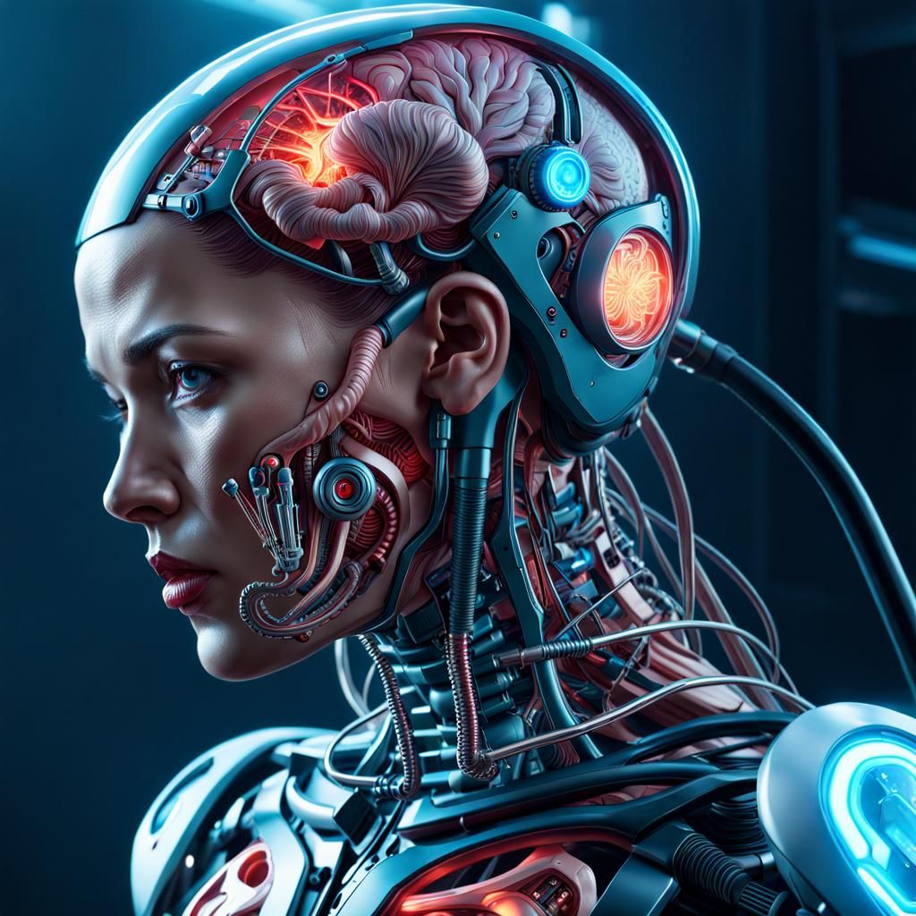 Cyberpunk Character in Detailed Anatomical Illustration