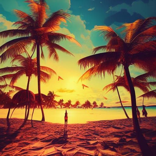 Maldives Beach Landscape in Photorealistic Style