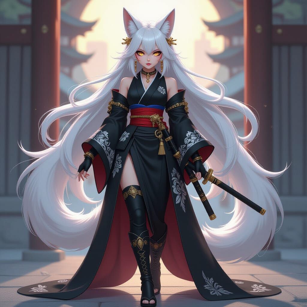 Anime Admiral with Kitsune Ears and Katana