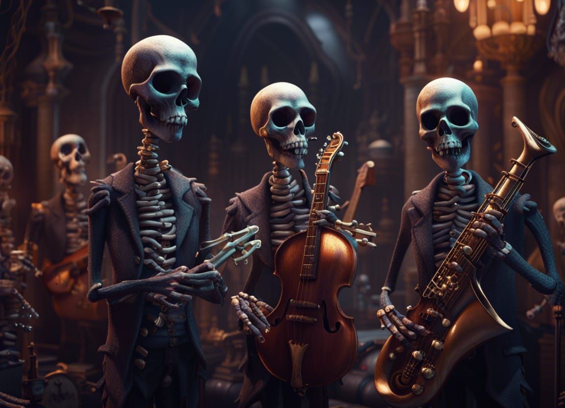 Skeleton Jazz Band: Detailed Fantasy Concept Art