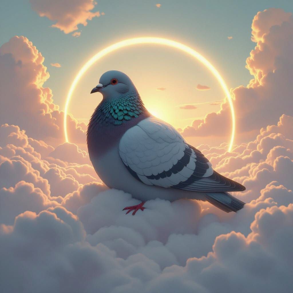 Pigeon Planet with Feathery Terrain, Science Fiction Art