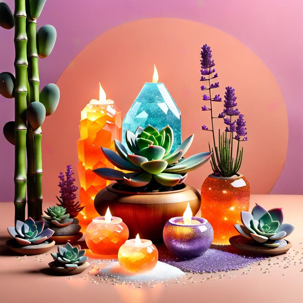 Zen Botanical Garden with Shimmering Crystals