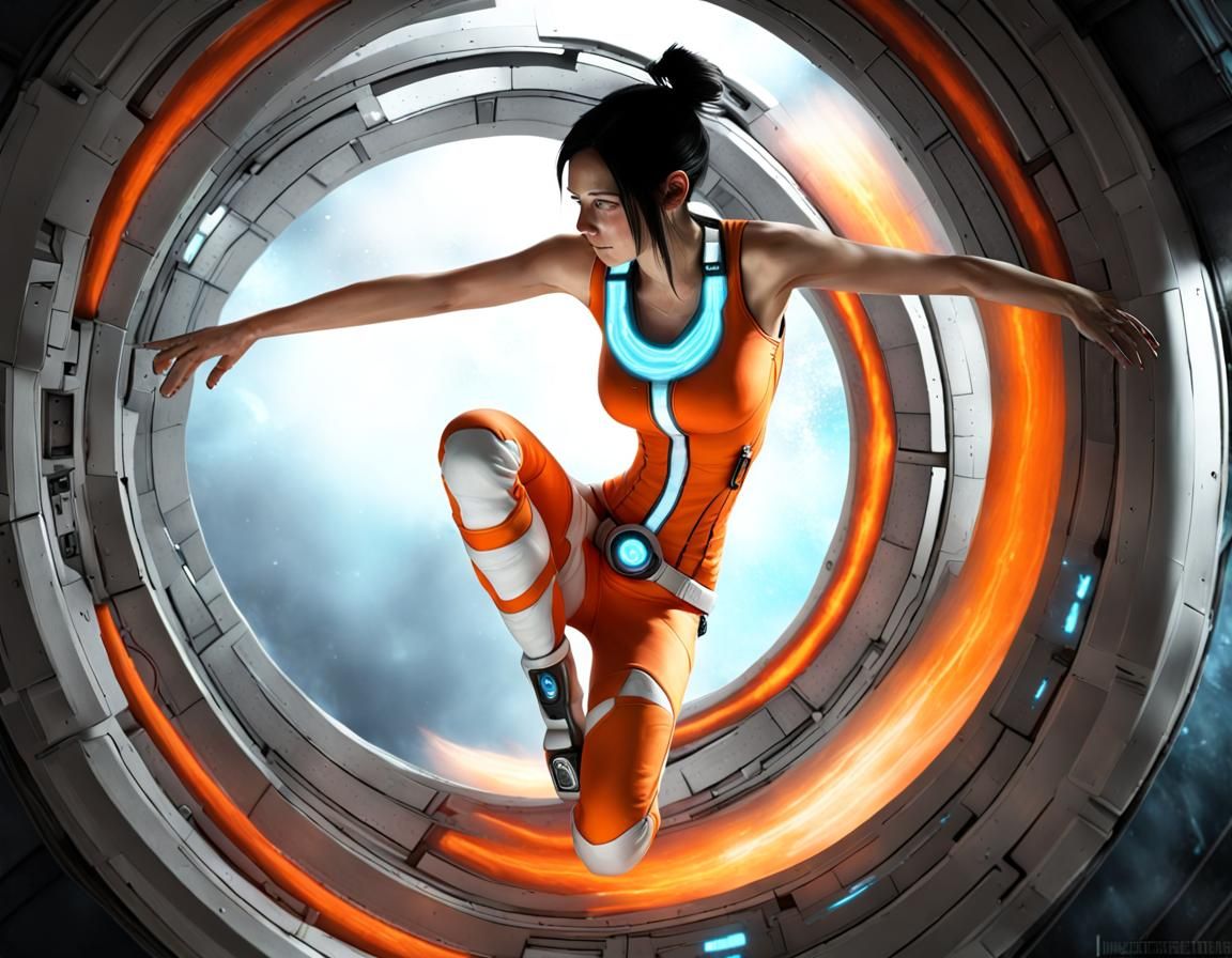 Chell Going Through a Portal