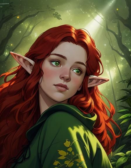 Beautiful Plus Size Elf in Vibrant Forest