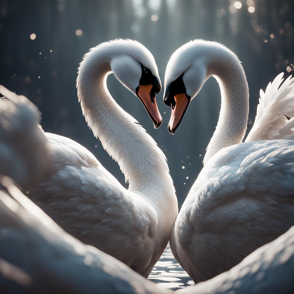 Swans Form Heart in Epic 3D Rendering