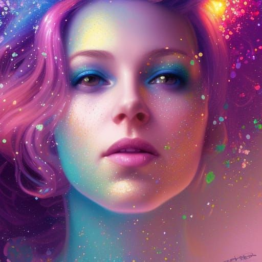 Pastel Rainbow Queen Portrait in Hyperdetailed Style