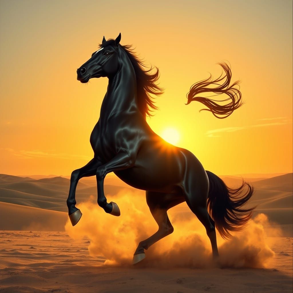 Majestic Black Arabian Horse in Regal Splendor