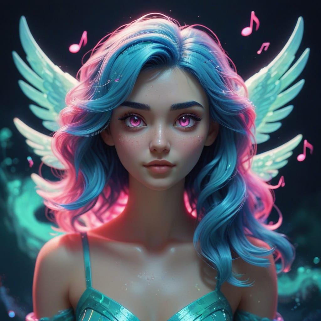 Siren Goddess in Vibrant Seafoam and Neon