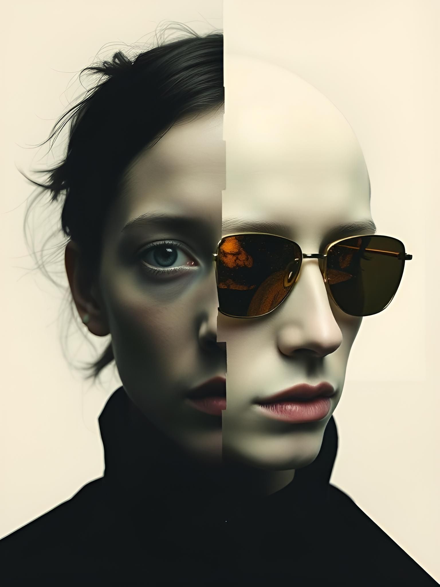 Surreal Automatism Portrait in Minimalism Style