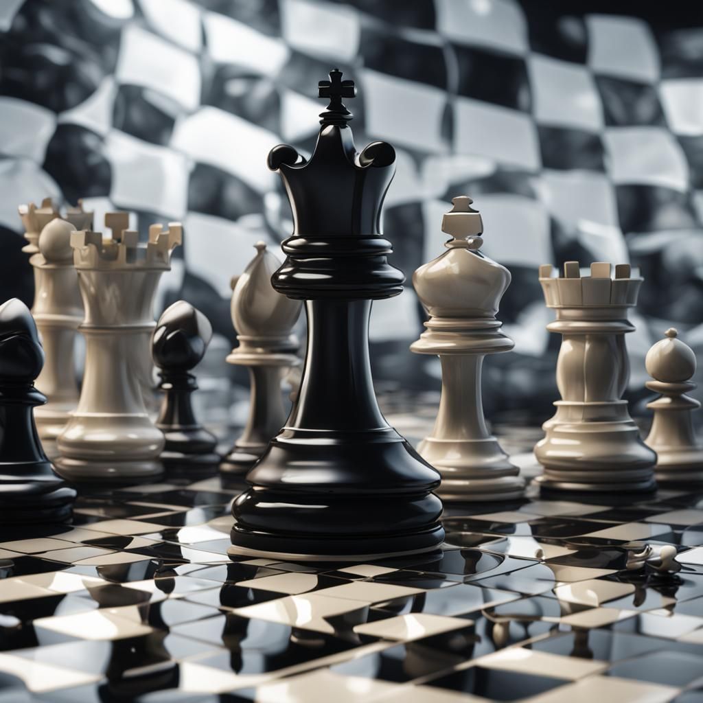 Detailed Chessboard with Glass and Ebony Pieces