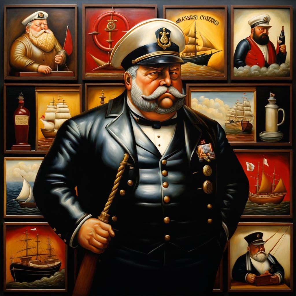 Smoking Sailor in Chiaroscuro Massurrealism Style