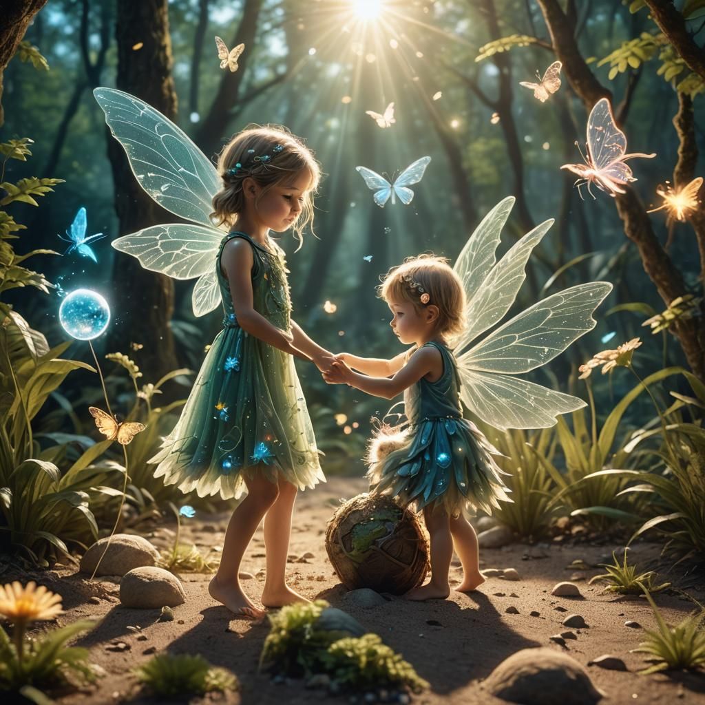 Beautiful 3D Fairy with Bioluminescent Wings