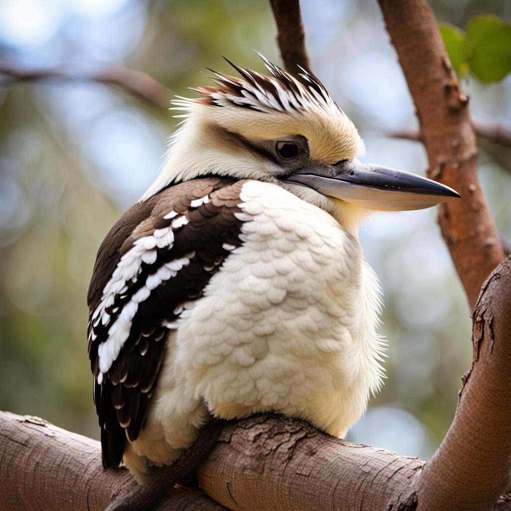 Sleeping Kookaburra Curled Up