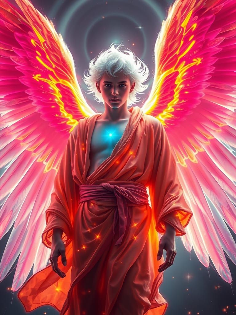 Archangel with Bioluminescent Wings and Aura