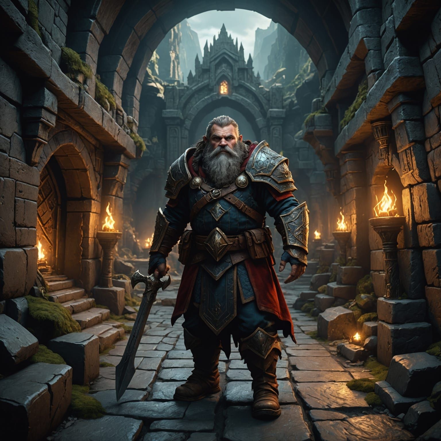 Dwarf Seeks Reward in Underground City