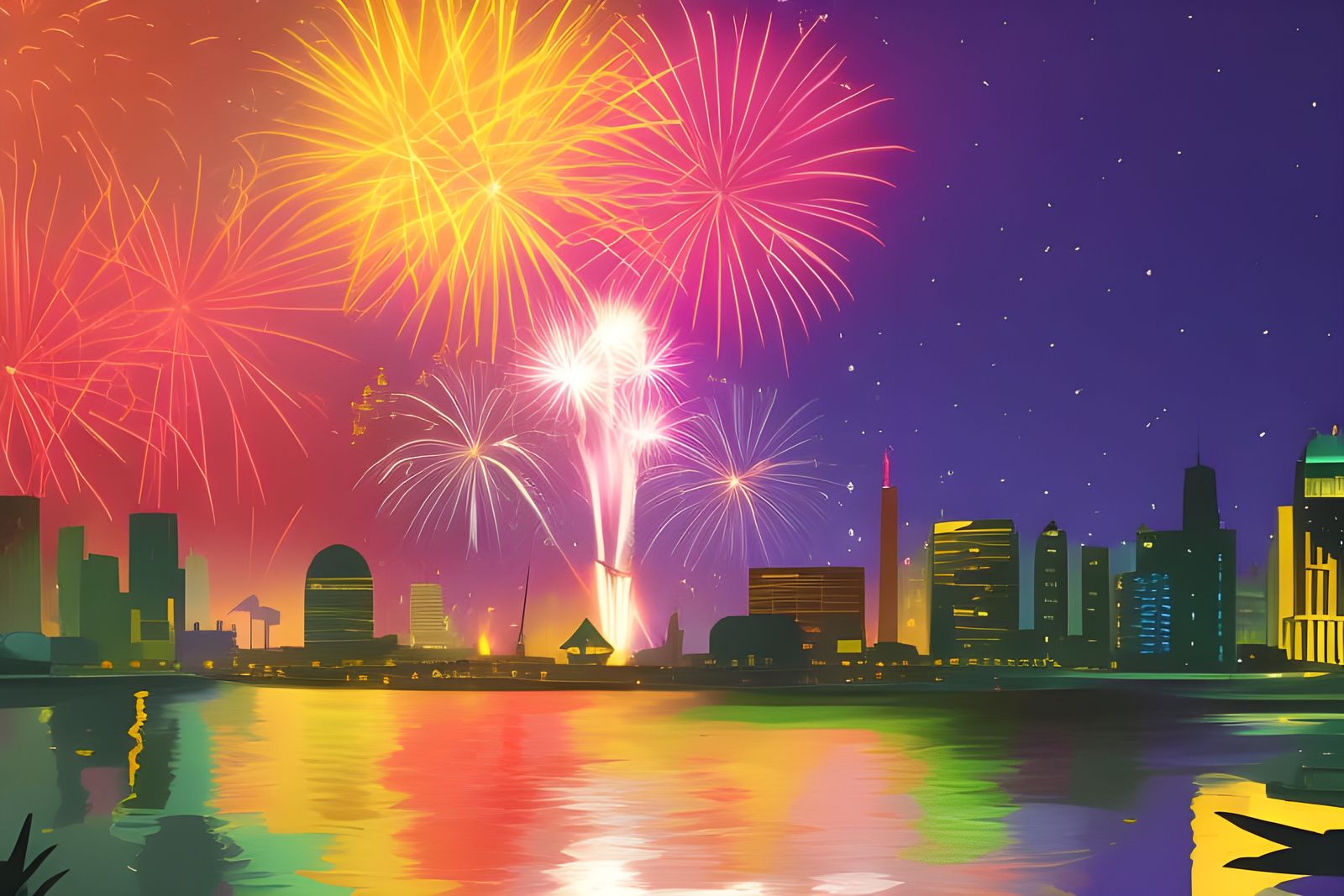 Waterfront fireworks