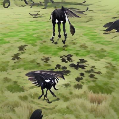 Surreal Chimera of Wings, Eyes, Antlers, and Hooves