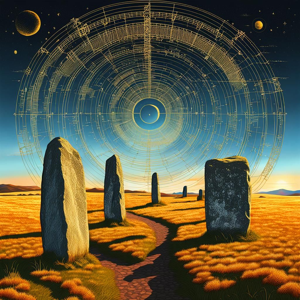 Standing Stones at Vernal Equinox in Impasto Style