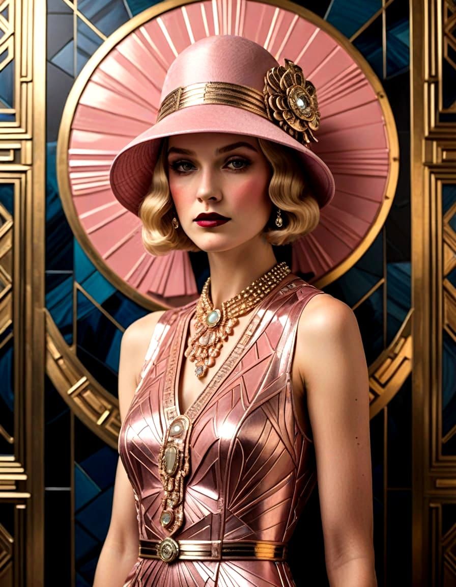 Glamorous Art Deco Flapper in Thulian Pink