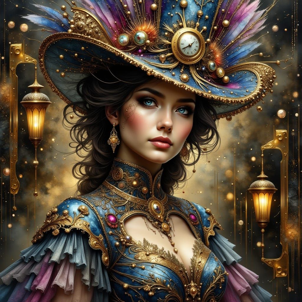 Steampunk Fashion in Sparkling Digital Art