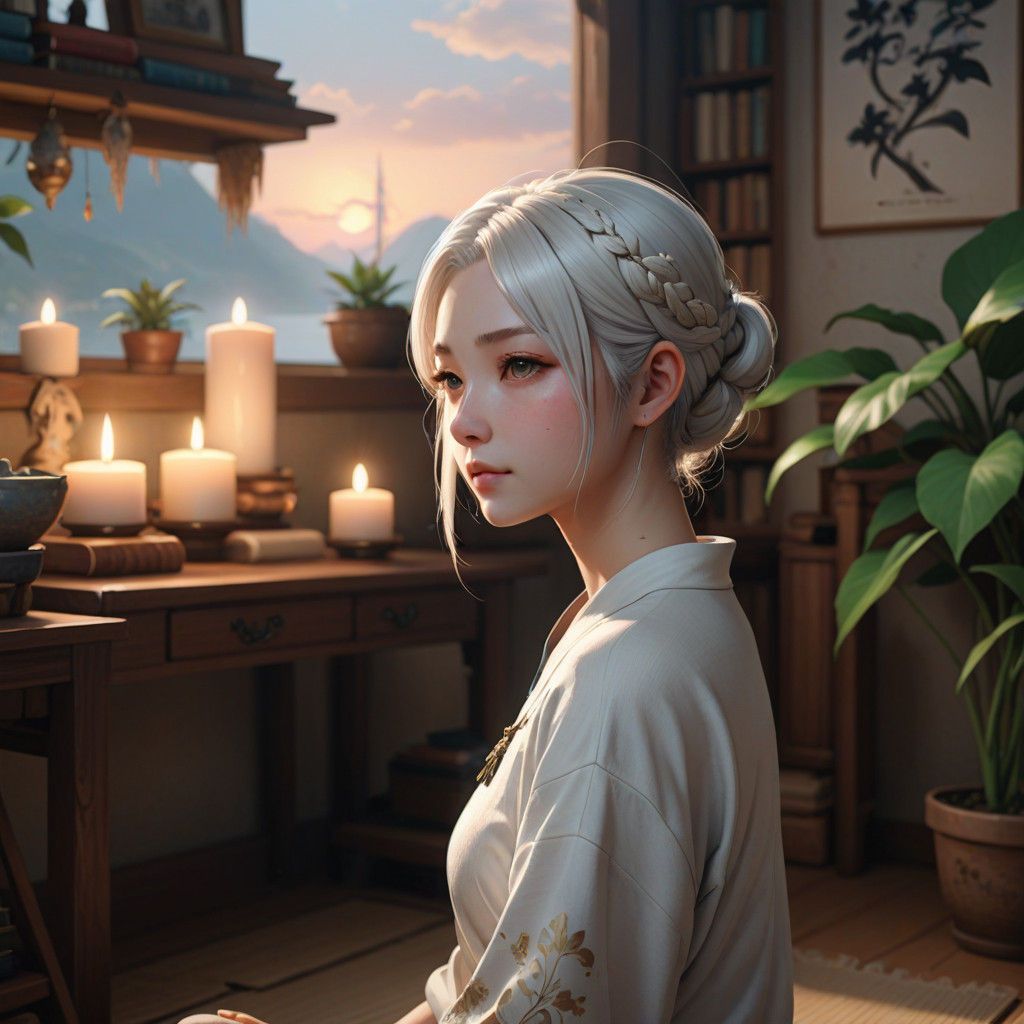 Young Woman in Serene 3D Anime Art