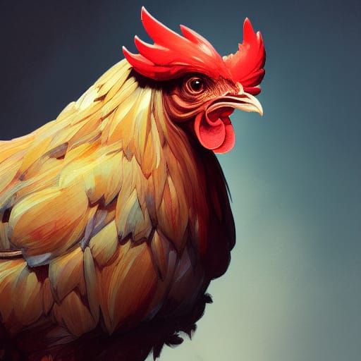 Detailed Chicken Portrait in Digital Art Style